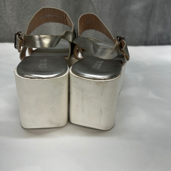 Dolls Kill Silver Metallic Platform Wedge US 6.5/7 Rave Goth Y2K Alternative - Picture 4 of 11